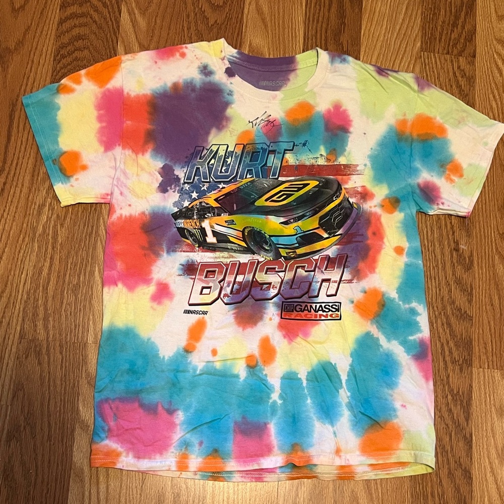 Kurt Busch Signed Nascar tie-dye t-shirt Size Large
